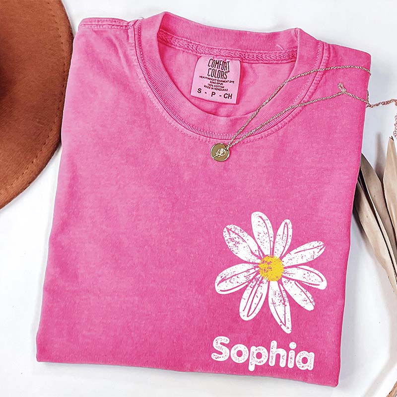 Comfort Colors Custom Name Daisy T-Shirt