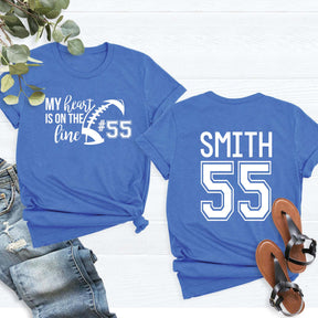 Custom Heart On The Line Football T-Shirt