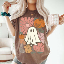 Comfort Colors Floral Ghost Halloween T-Shirt