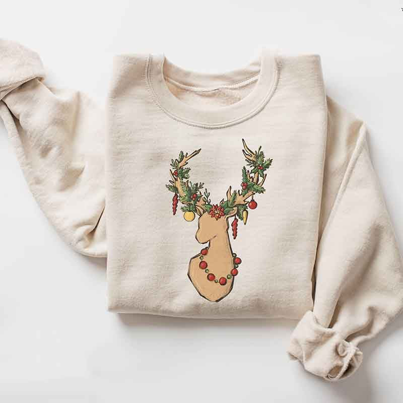 Christmas Deer Cozy Holiday Reindeer Sweatshirt