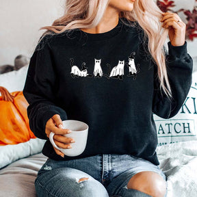 Cool Halloween Ghost Cat Lover Sweatshirt