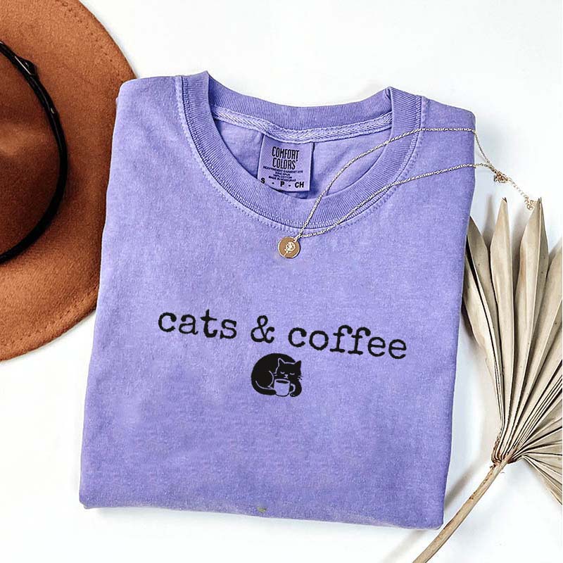 Comfort Colors Cats Coffee T-Shirt