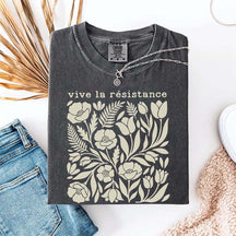Vive La Resistance Floral Pattern Resist T-Shirt