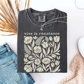 Vive La Resistance Floral Pattern Resist T-Shirt