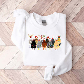 Cute Christmas Chickens Farm Animals Sweatshirt