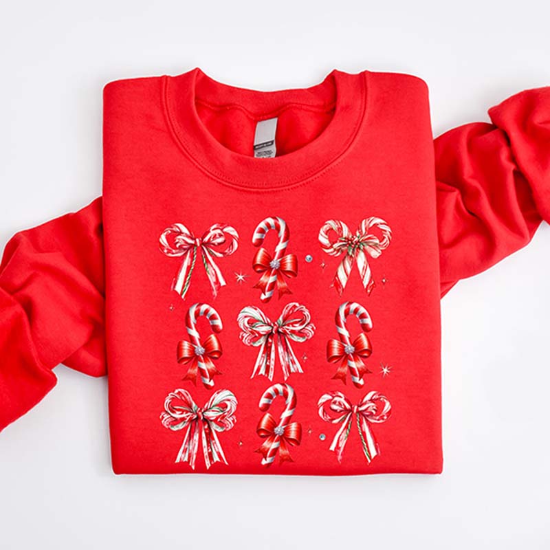 Coquette Christmas Candy Sweatshirt
