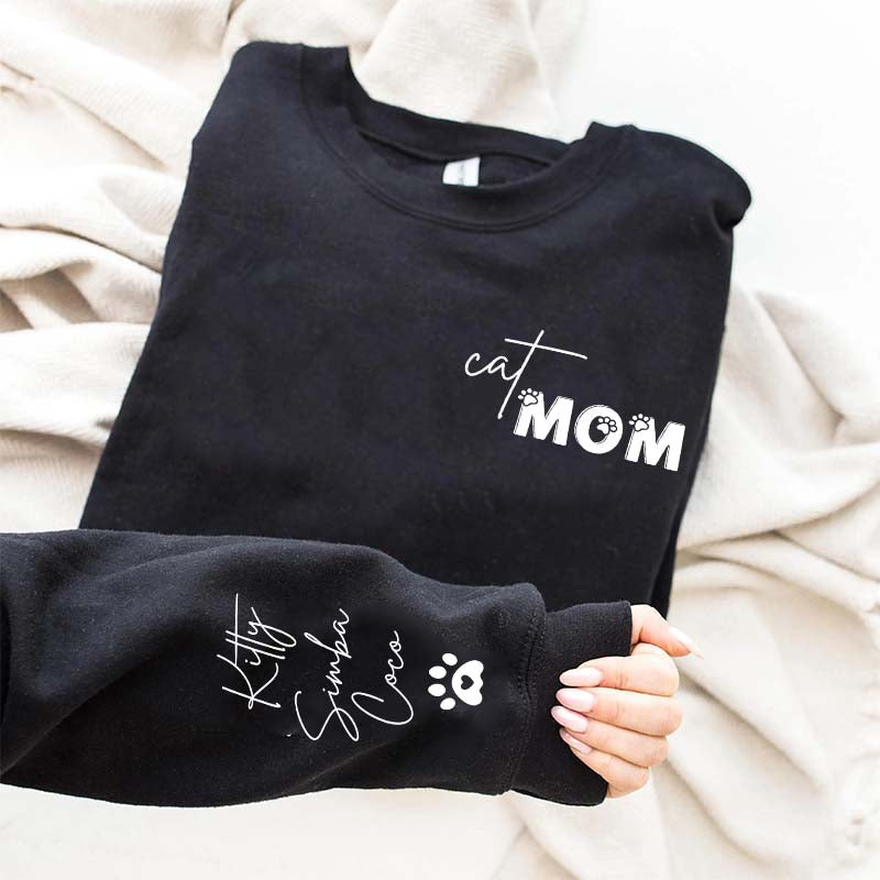 Custom Cat Mom Pet Name Sweatshirt