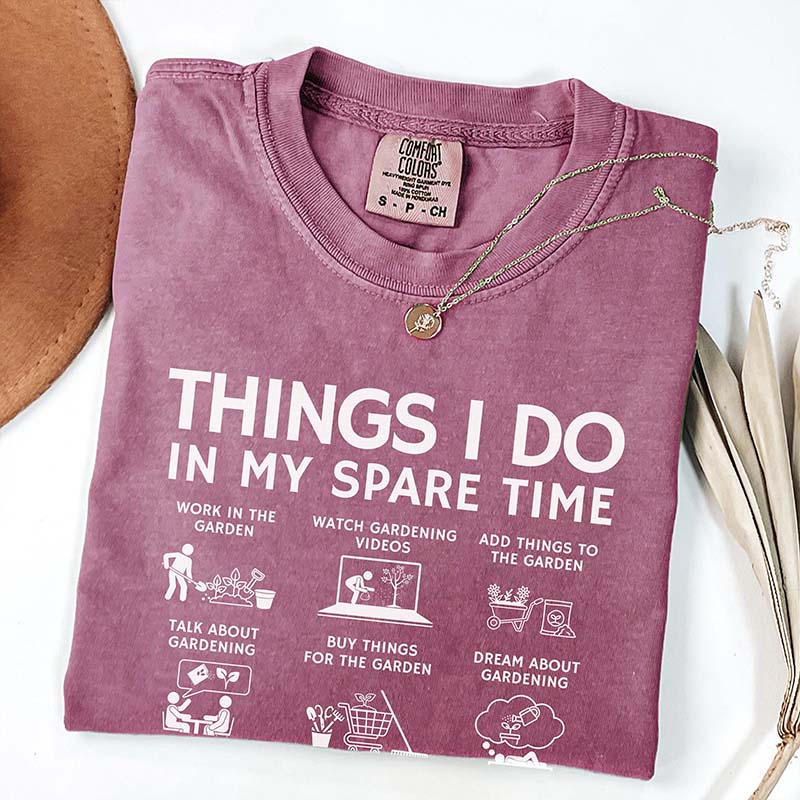 Things I Do Spare Time Funny Plant Mom T-Shirt