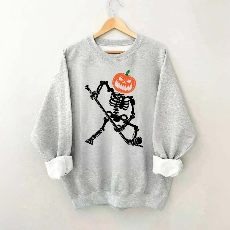 Skeleton Hockey Pumpkin Sweatshirt