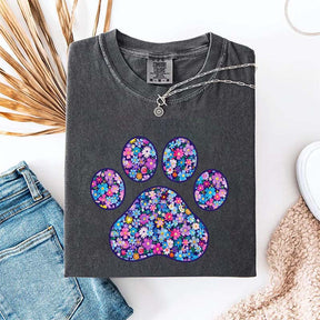Comfort Colors Floral Paw Print T-Shirt