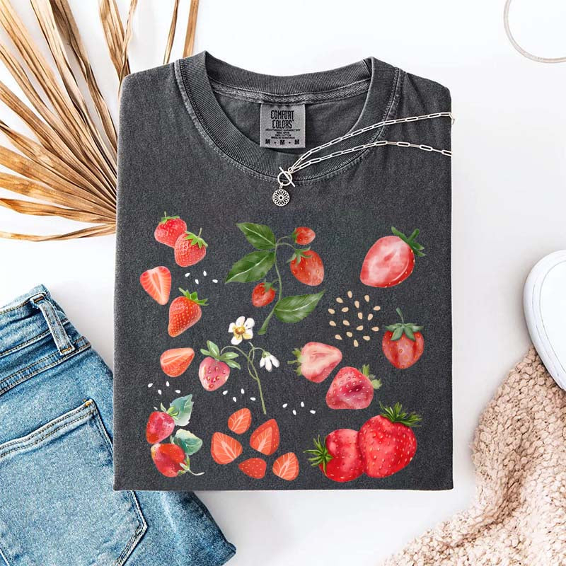 Summer Strawberry Botanical Garden T-Shirt