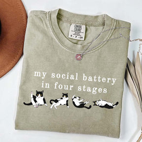 My Social Battery In Four Stages Cats T-Shirt