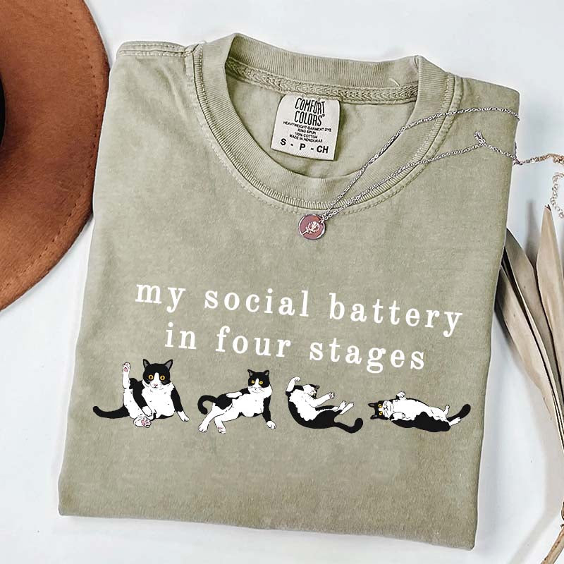 My Social Battery In Four Stages Cats T-Shirt