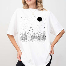 Celestial Cat Comfort Colors Fowers T-Shirt