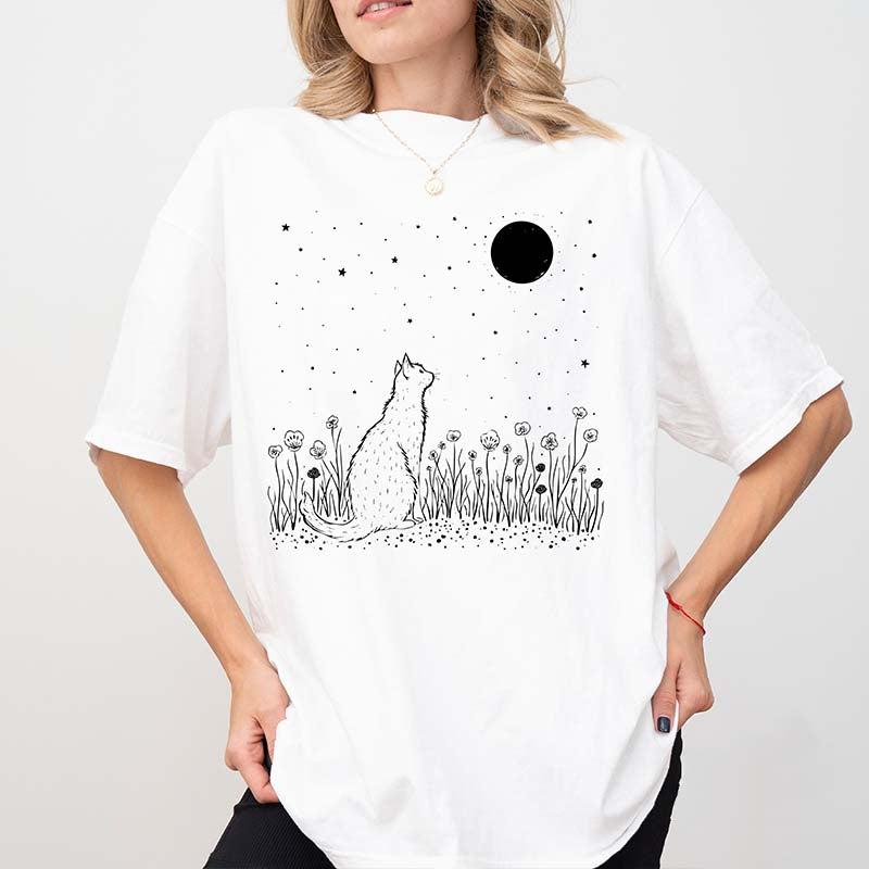 Celestial Cat Comfort Colors Fowers T-Shirt