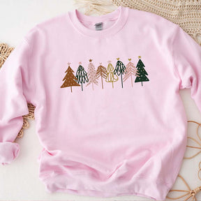 Boho Christmas Trees Minimalist Sweatshirt