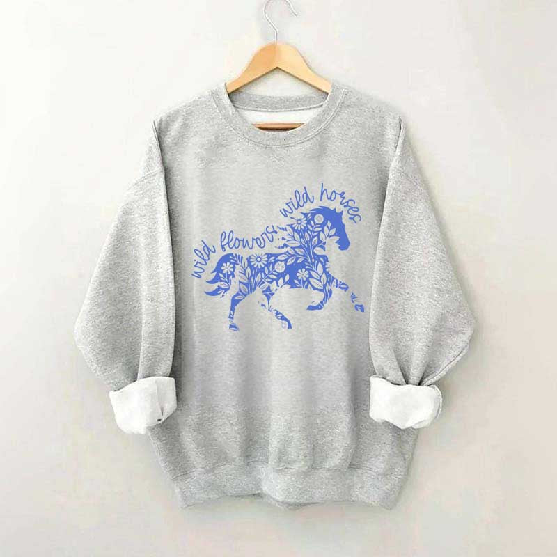 Wild Horses Graphic Vintage Western Country Sweatshirt