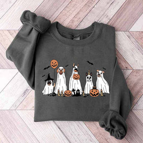 Retro Spooky Season Dog Ghost Sweatshirt