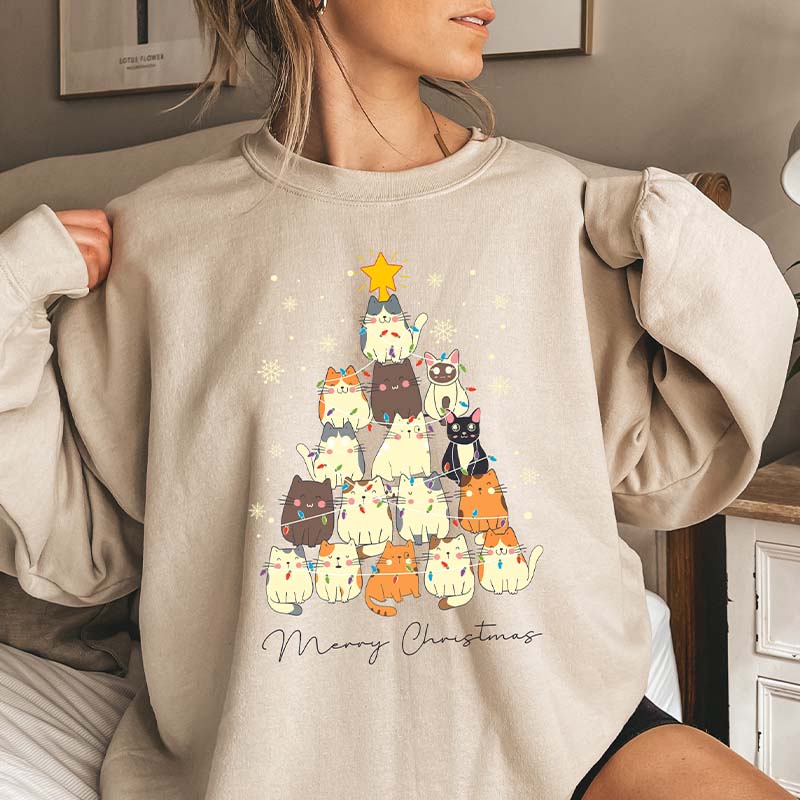 Meow Christmas Cat Tree Sweatshirt