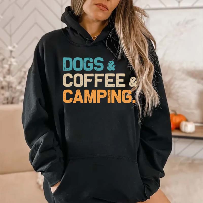 Dogs Coffee Camping Hoodie