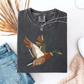 Faux Patchwork Mallard Duck Hunting Printed T-Shirt