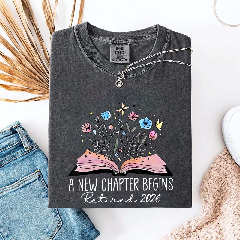 Floral Teachers 'A New Chapter Begins' Retired T-Shirt