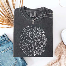 Mental Health Floral Brain Anatomy T-Shirt