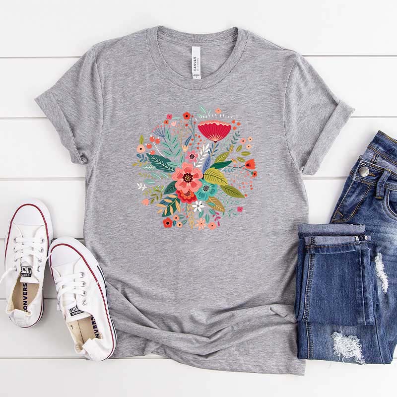 Grow Positive Thoughts Bohemian Floral T-Shirt