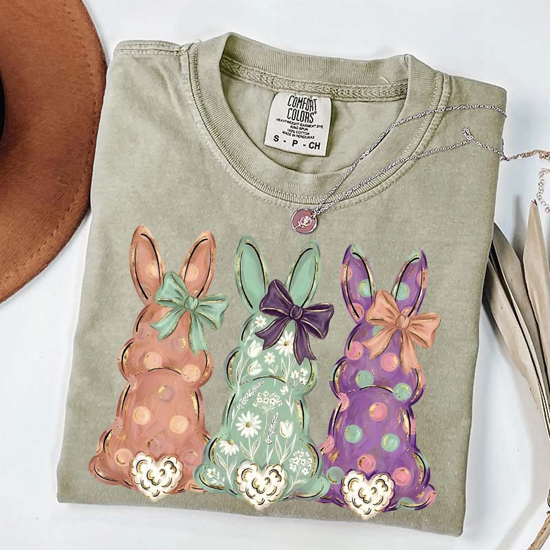 Easter Bunnies Hand-Painted T-Shirt