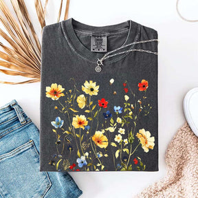 Delicate Floral Print Botanical T-Shirt