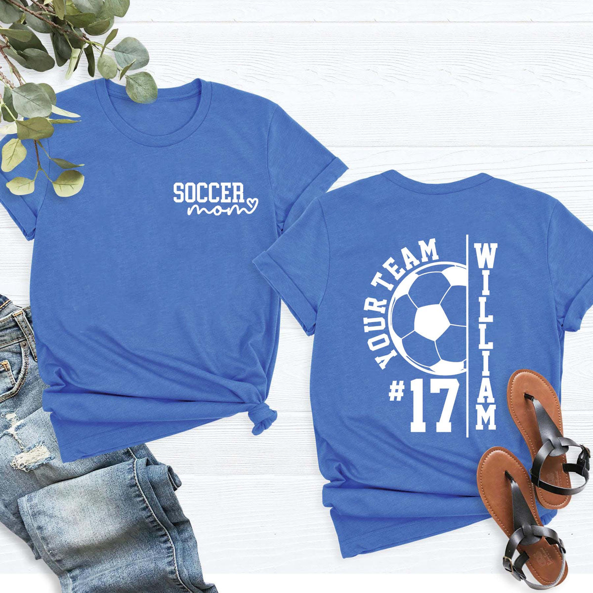 Custom Soccer Team Mom Kids Name & Number T-Shirt