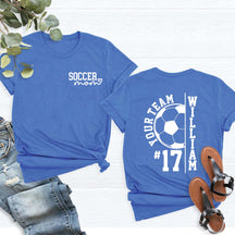 Custom Soccer Team Mom Kids Name & Number T-Shirt