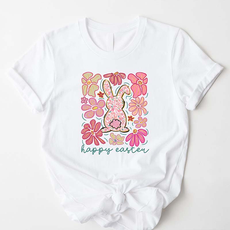 Happy Easter Bunny Floral T-Shirt