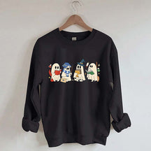 Halloween Ghosts Reading Book Sweatshirt