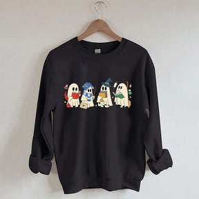 Halloween Ghosts Reading Book Sweatshirt