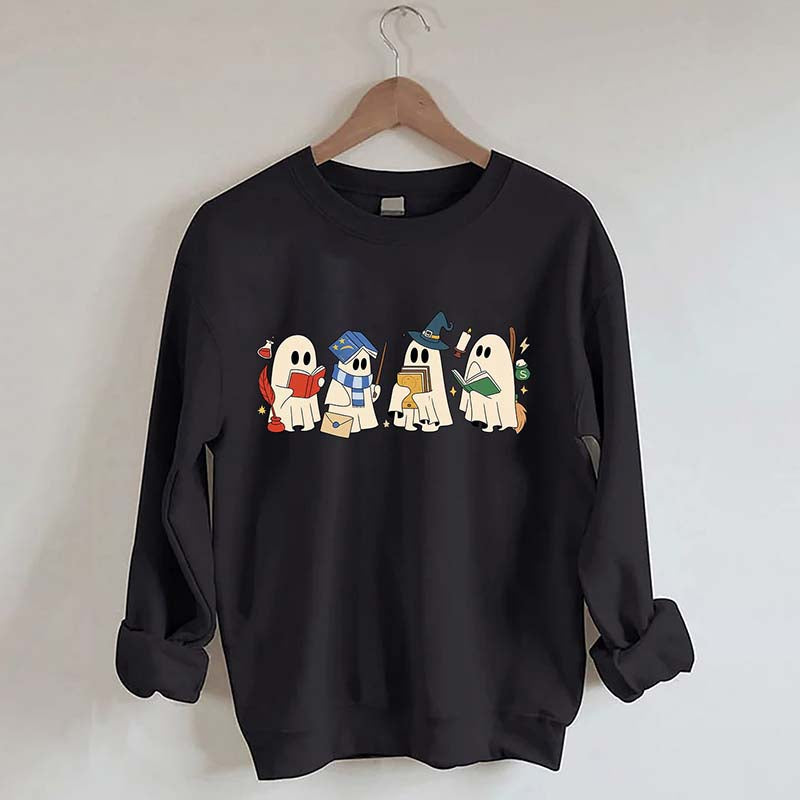 Halloween Ghosts Reading Book Sweatshirt