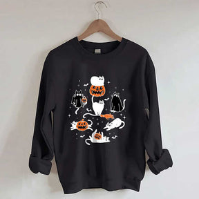 Halloween Ghost Cats Sweatshirt