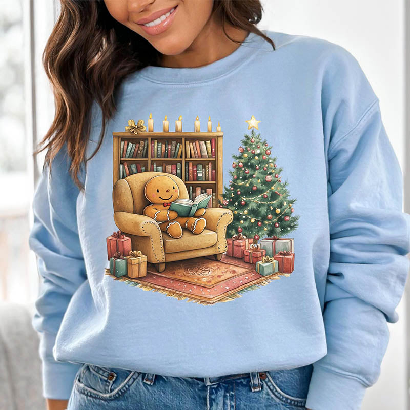 Retro Gingerbread Reading Books Sweatshirt