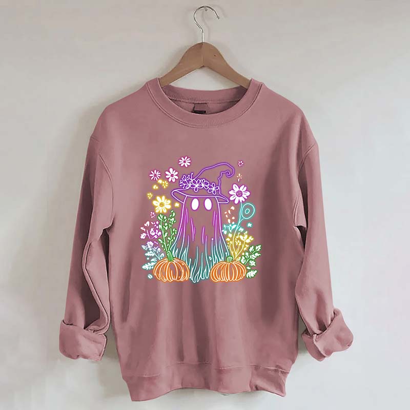 Halloween Ghost Neon Flowers Sweatshirt