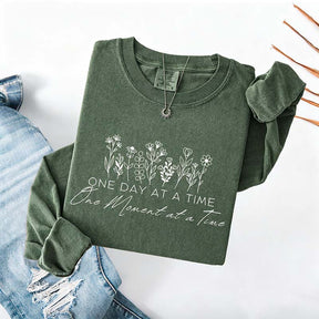 One Day At A Time Cozy Floral Sweatshirt