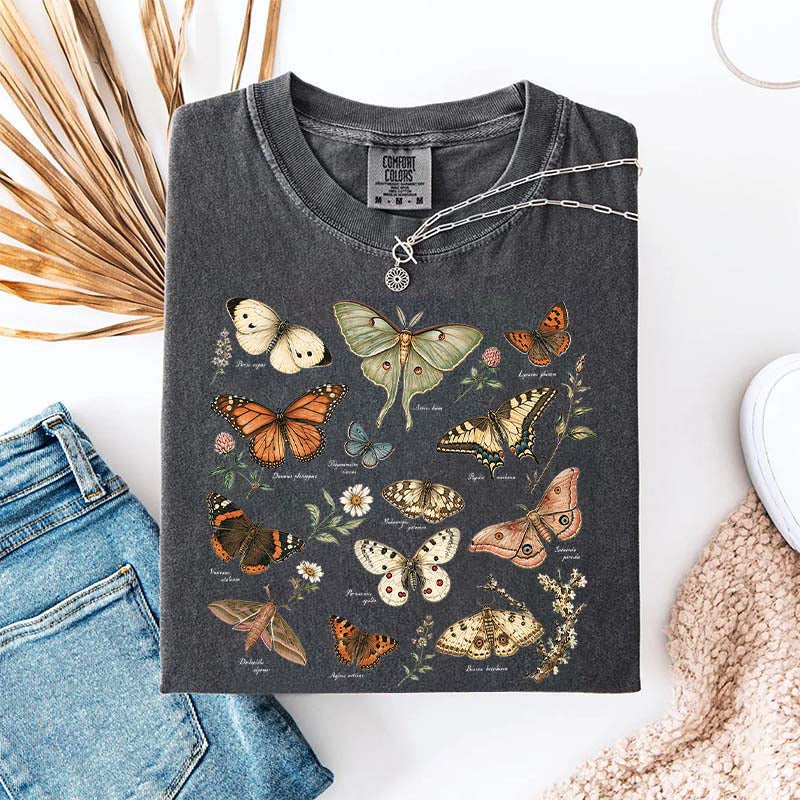 Vintage Butterfly Botanical Chart Moth T-Shirt