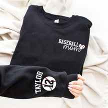 Personalize Baseball Mom Kids Name On Sleeve Sweatshirt