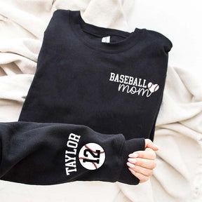 Personalize Baseball Mom Kids Name On Sleeve Sweatshirt