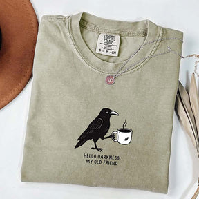 Raven Crow Comfort Colors Hello Darkness T-Shirt