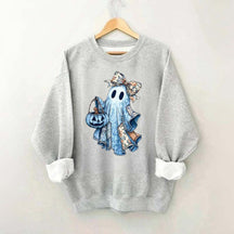 Retro Halloween Blue Denim Ghost Sweatshirt