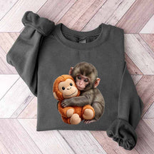 Cute Baby Monkey With Plush Toy Sweatshirt