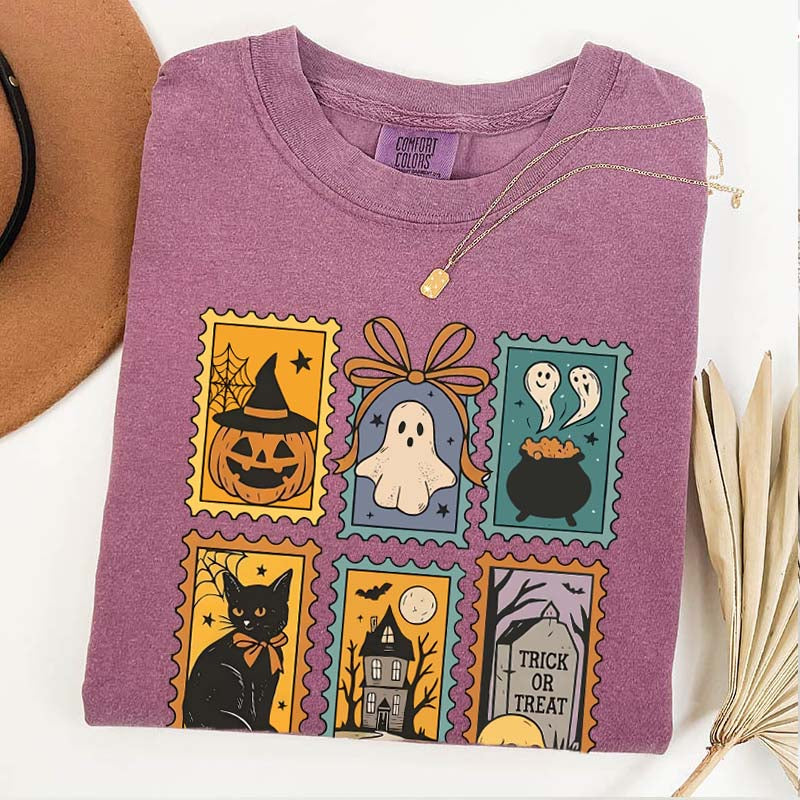Halloween Cute Ghost Pumpkin Cat T-Shirt
