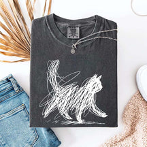 Abstract Cat Line T-Shirt