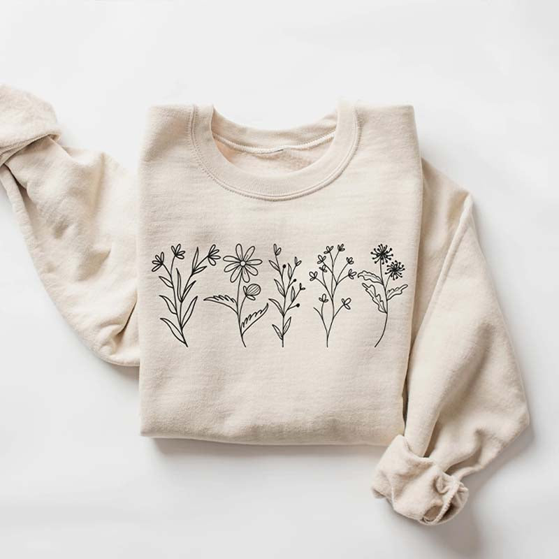 Floral Line Art Mom Sweatshirt