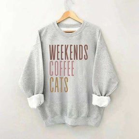 Weekends Coffee Cats Sweatshirt